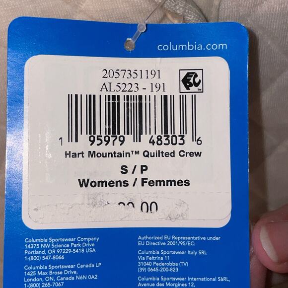 Columbia Women's Hart Mountain Quilted Crewneck Top - Chalk Small $90 - Picture 5 of 8